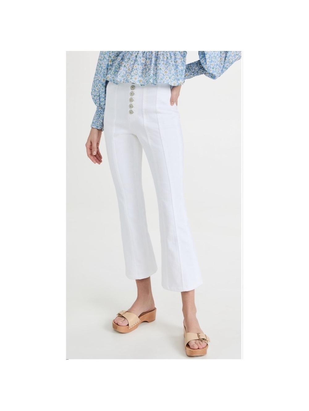 Cinq à Sept Meryl Cropped Flare Leg Jeans in White, Size 12, New w/Tag